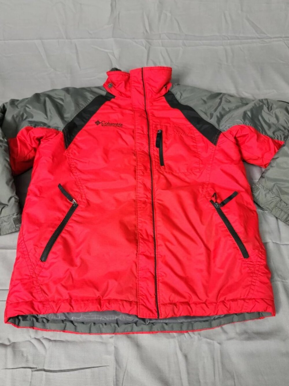Columbia Boys M 10/12 Red Gray Colorblock Winter Jacket Coat